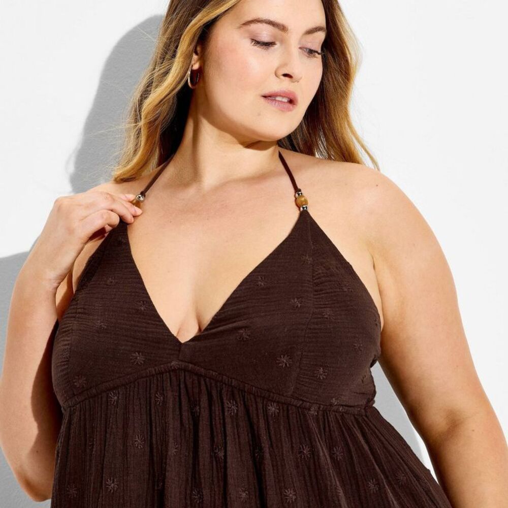 Wild Fable - Women's Gauze Halter Maxi Dress - Wild Fable Dark Brown - Picture 4 of 4